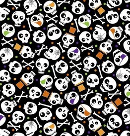 Halloween Party- Spooky Skulls Black (1/2m)