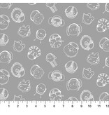 Band Practice - Grey Animal Faces (1/2m)