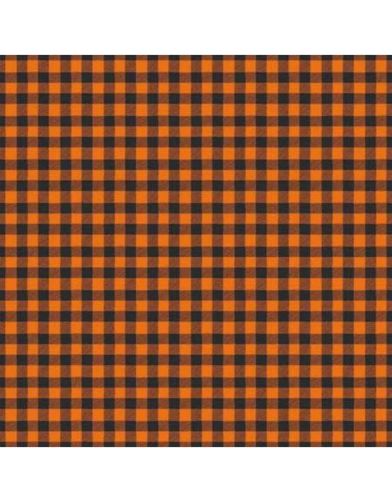 Bad to the bone gingham, black orange (1/2m) - RBC11925