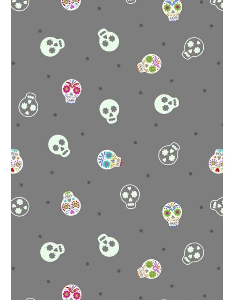 Sugar Skulls on Grey Glows in the dark