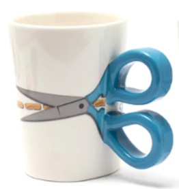 H.A. Kidd Sewing themed Mugs - Blue scissors