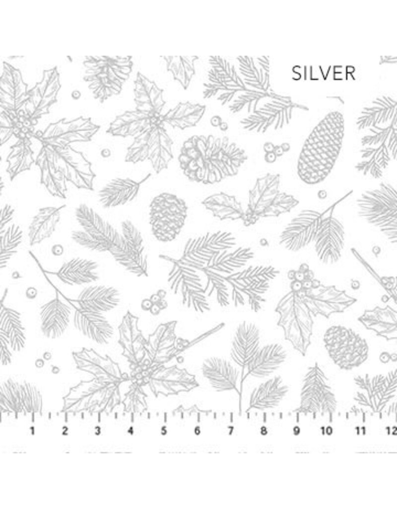 Northcott Winterlude - Frosted Foilage 10342M-10