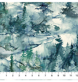 Northcott Northern Peaks - Dark Blue Dense Forest DP25168-48
