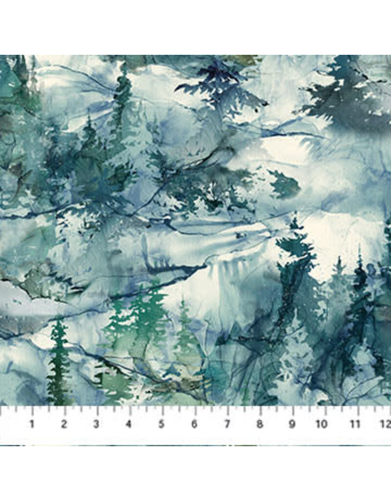 Northcott Northern Peaks - Dark Blue Dense Forest DP25168-48