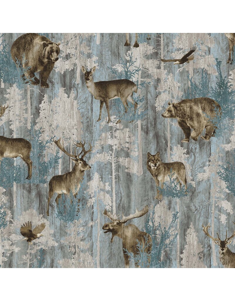 Northcott Timberland Trail Light Teal F25007-66