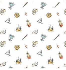 Camelot Fabrics White Harry Potter Watercolour Elements