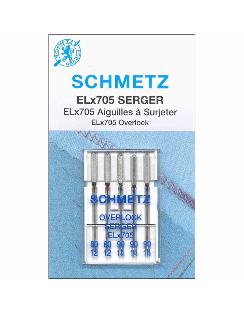 SCHMETZ #1840 Serger Needles Elx705 Carded - Assorted Sizes - 5 count