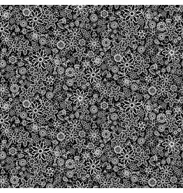 Northcott Basically Black + White-Groovy Garden Negative 10221-98