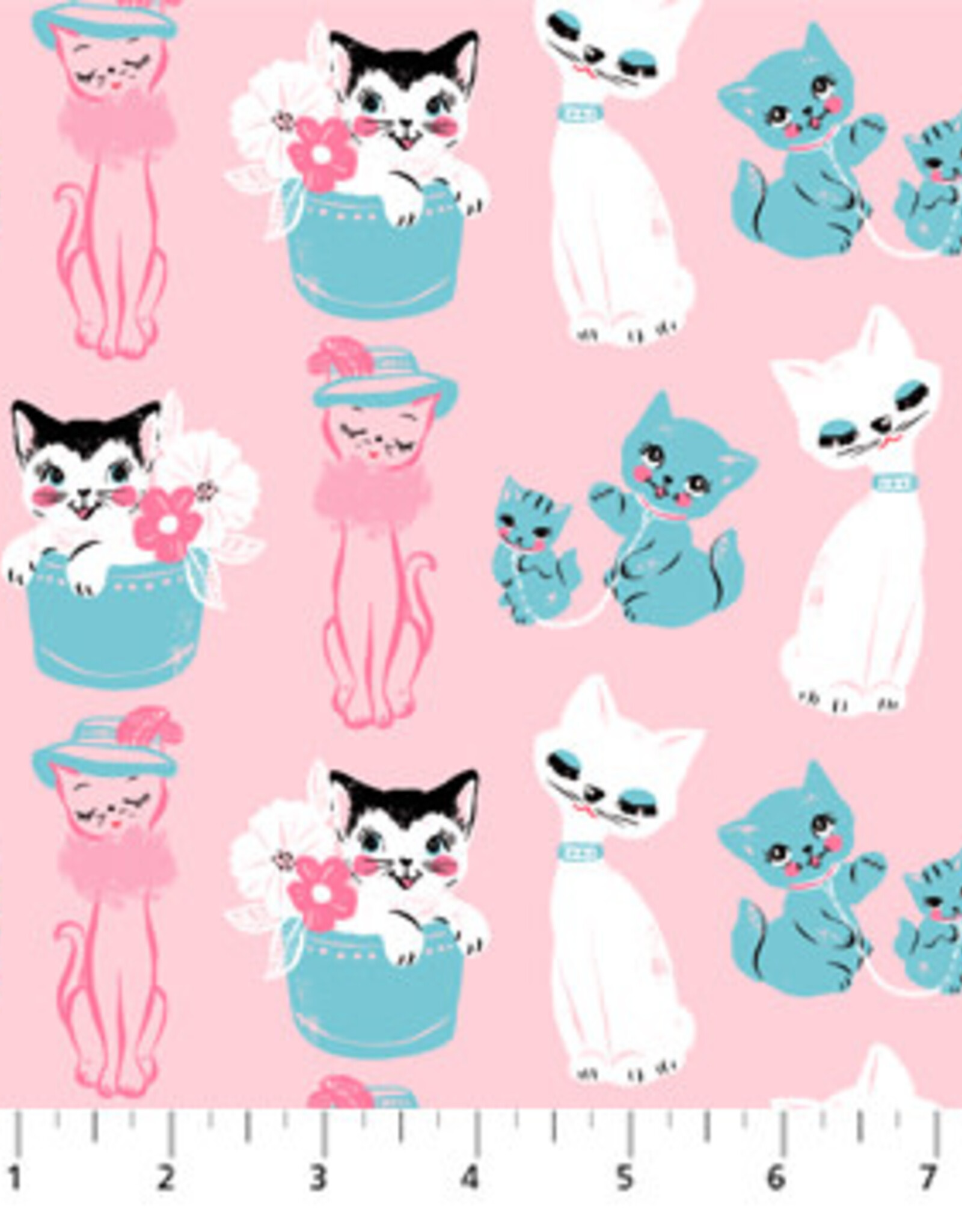 Thrift Shop  Vintage Cats Pink  90761-21