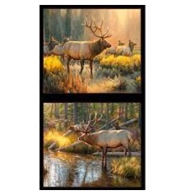 Elisabeth's Studio Morning Glory Elk Panel- 9204 Black