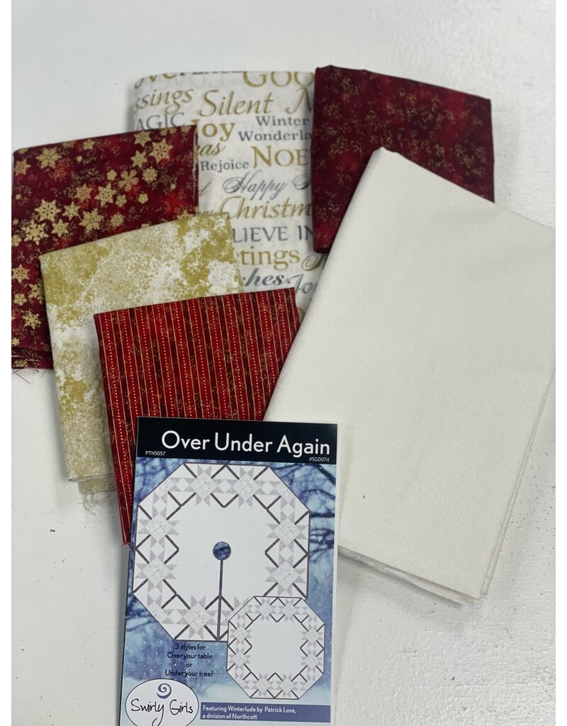 Over under Again Tree Skirt (rounded) Gold/Red Quilt Kit