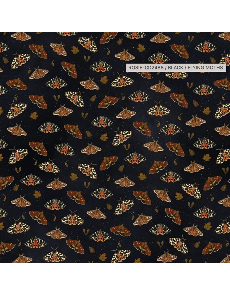 Timeless Treasure Nightfall--FLYING MOTHS CD2488