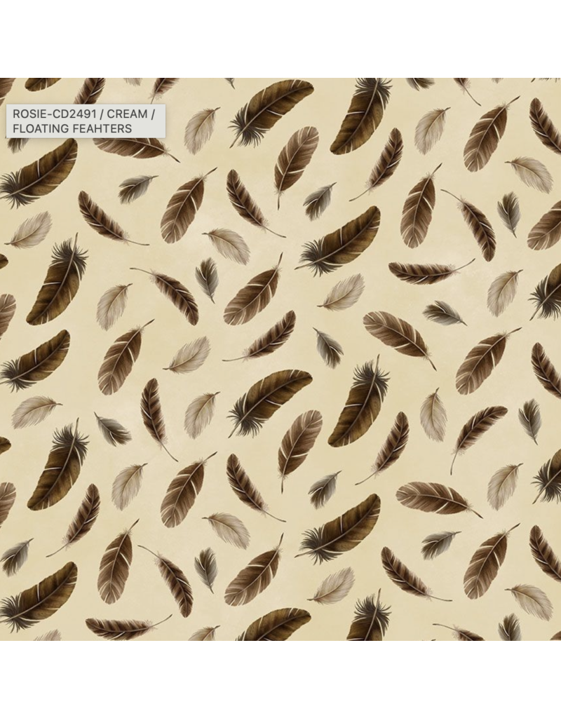Timeless Treasure Nightfall--Floating Feathers Cream CD2491