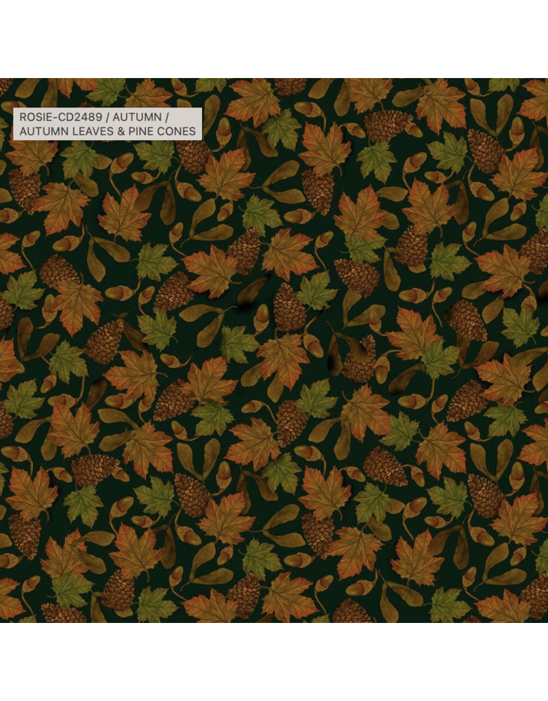 Timeless Treasure Nightfall-AUTUMN LEAVES & PINE CONES CD2489