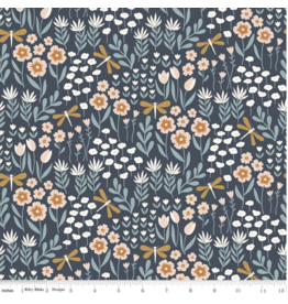 Little Swan Lakeside Floral - Navy C13741