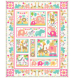 Andover Fabrics In the Jungle Pink Panel 2609-P