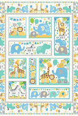 Andover Fabrics In the Jungle Blue  Panel 2609-B
