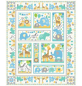 Andover Fabrics In the Jungle Blue  Panel 2609-B