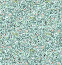 Northcott My Happy Place - Multi Turquoise  25601-66