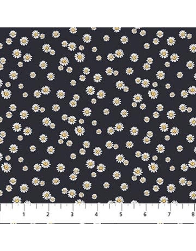 Northcott Bee Croft Daisies Charcoal 26678-97