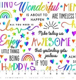 Northcott Inspired Words - White Multi  DP26691-10