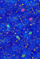 Timeless Treasure Cosmos Space Galaxy Constellation  Blue CM2545