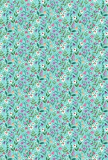 Northcott Unicorn Dreams Packed Flowers Turquoise 26844-64