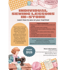 Individual Sewing Lessons in store (6 hours)