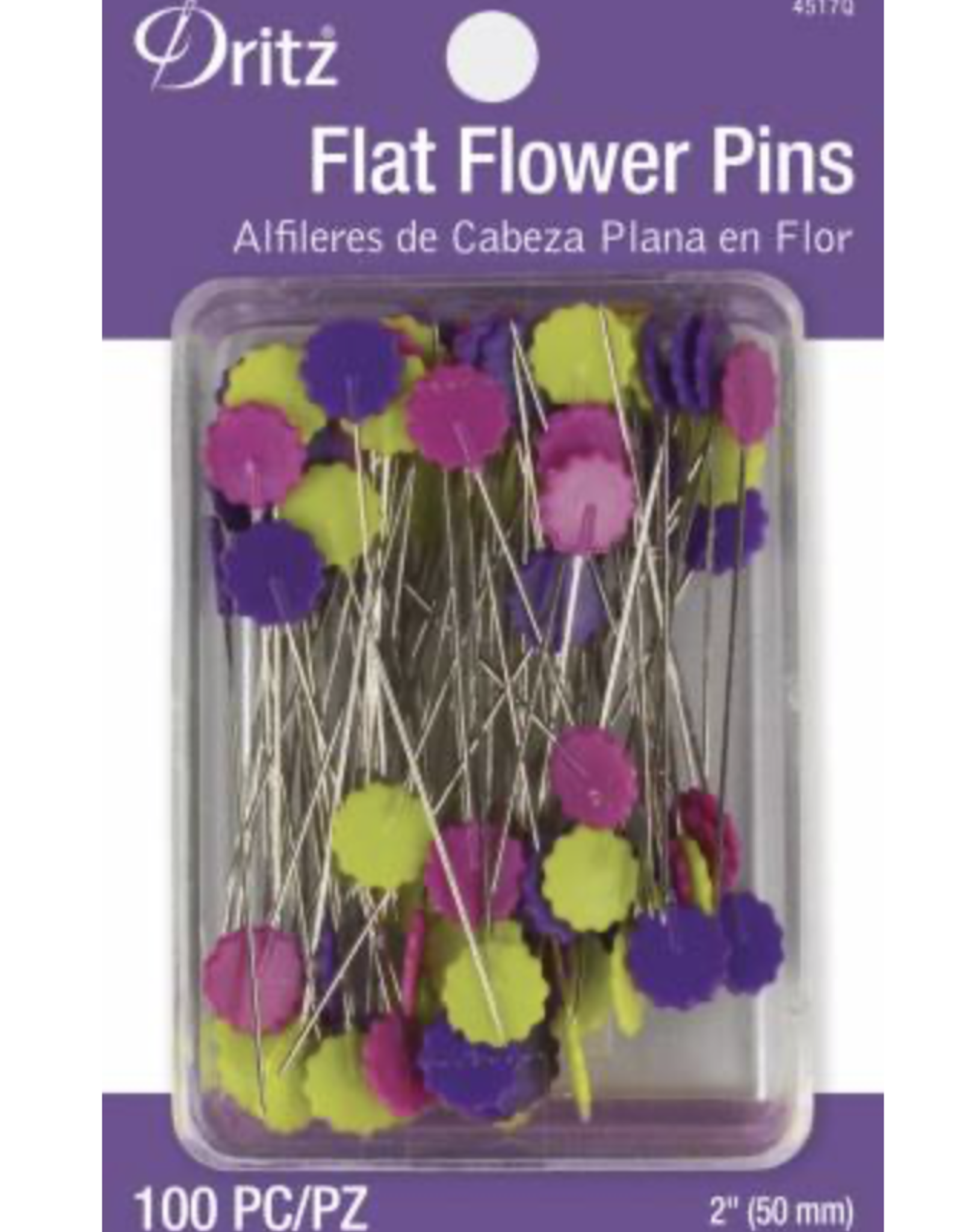 Dritz Flat Flower Pins Assorted 2in 100ct