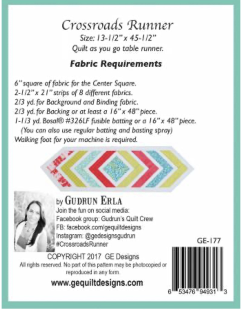 G.E. Designs Crossroads Table Runner Quilt as you Go