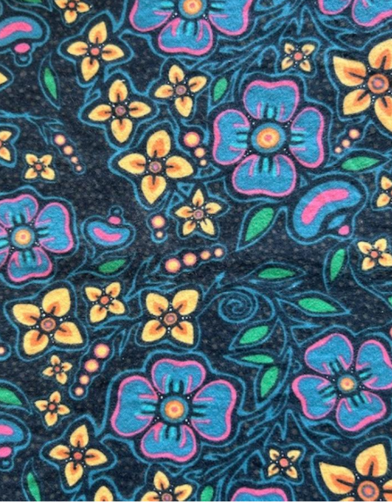 Ojibway Florals Flannel by Jackie Traverse  Black