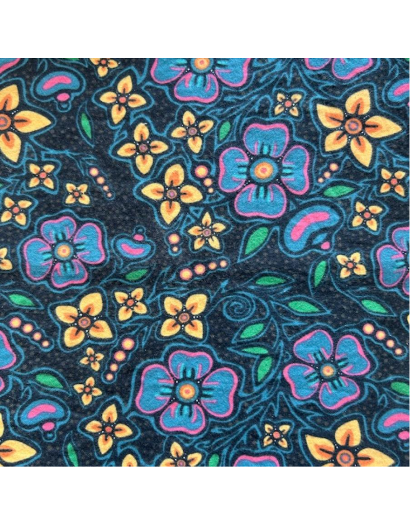 Ojibway Florals Flannel by Jackie Traverse  Black