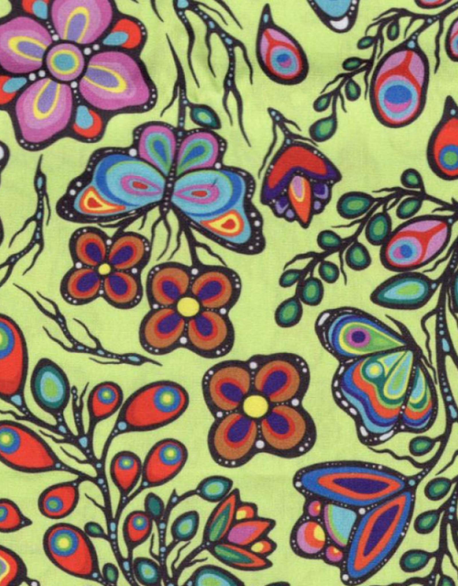 Ojibway Florals by Jackie Traverse-Lime  JT-OF05-LIME