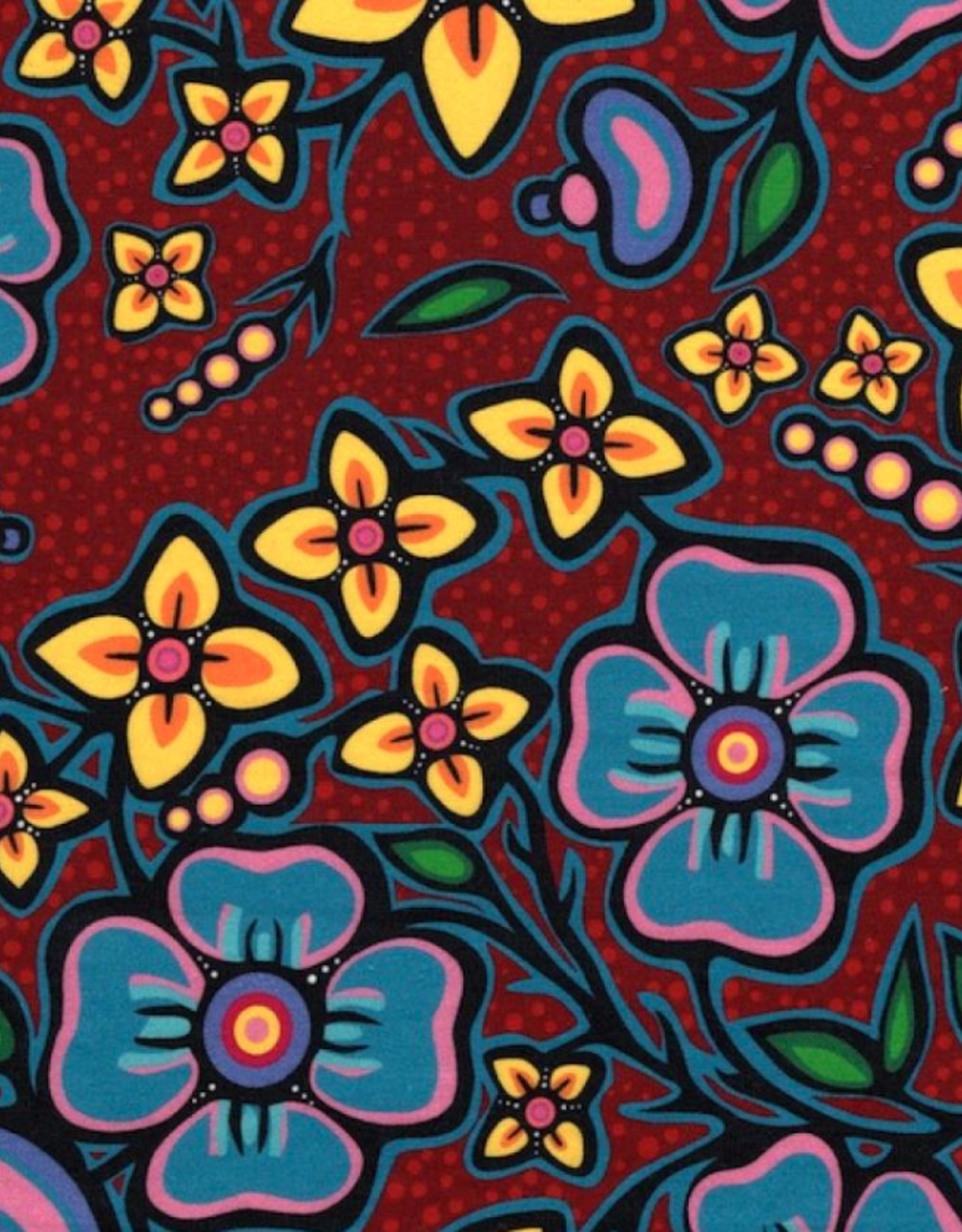 Ojibway Florals by Jackie Traverse -Burgundy  JT-OF01-BURG
