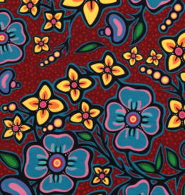 Ojibway Florals by Jackie Traverse  -burgundy  JT-OF01-BURG