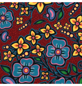 Ojibway Florals by Jackie Traverse -Burgundy  JT-OF01-BURG