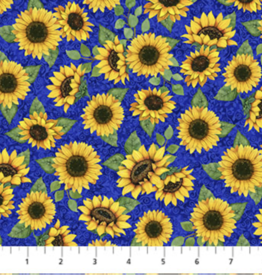 Northcott Autumn Gathering Sunflowers -Blue  DP26939-44