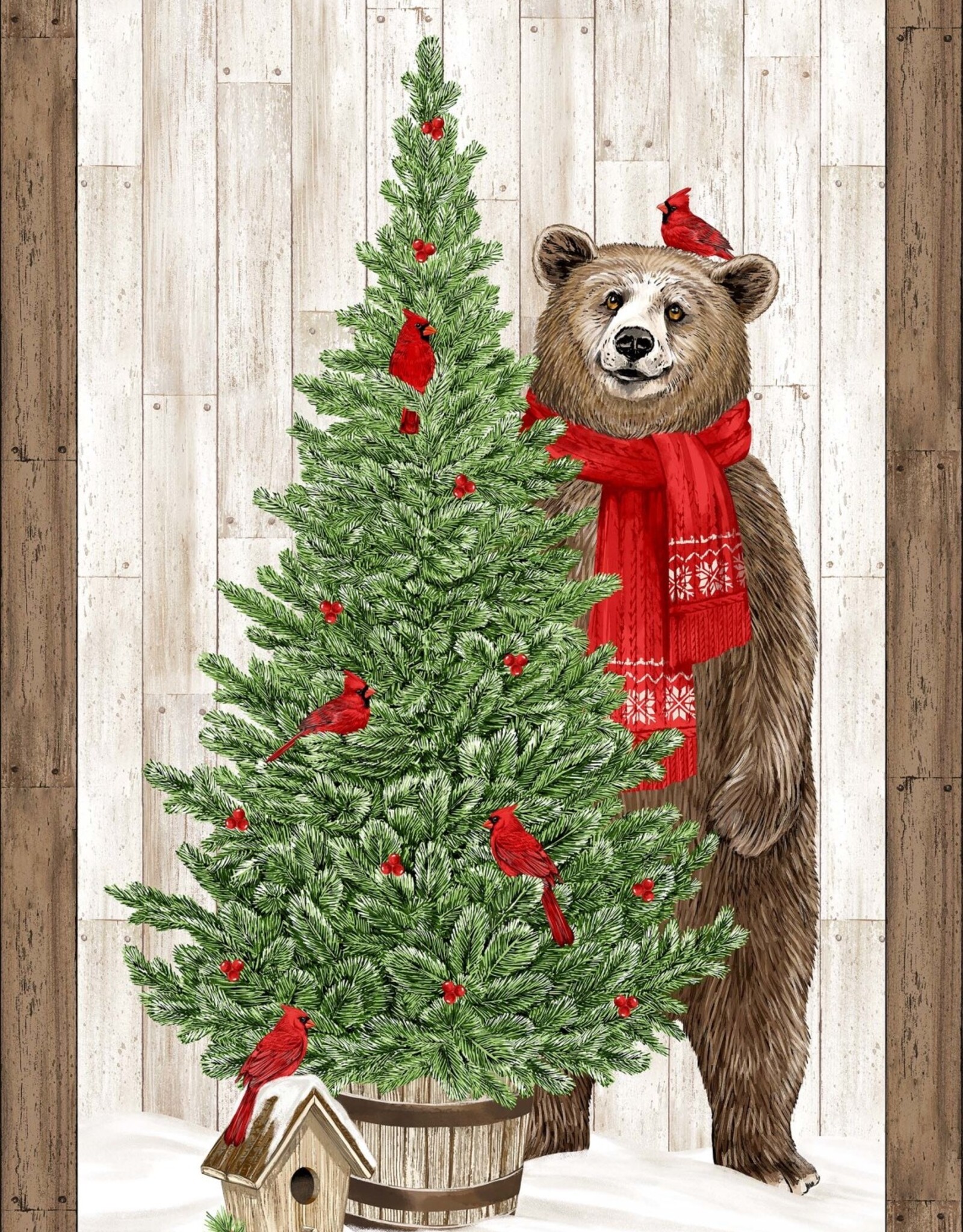 Northcott Beary Merry Christmas Panel     27056-10