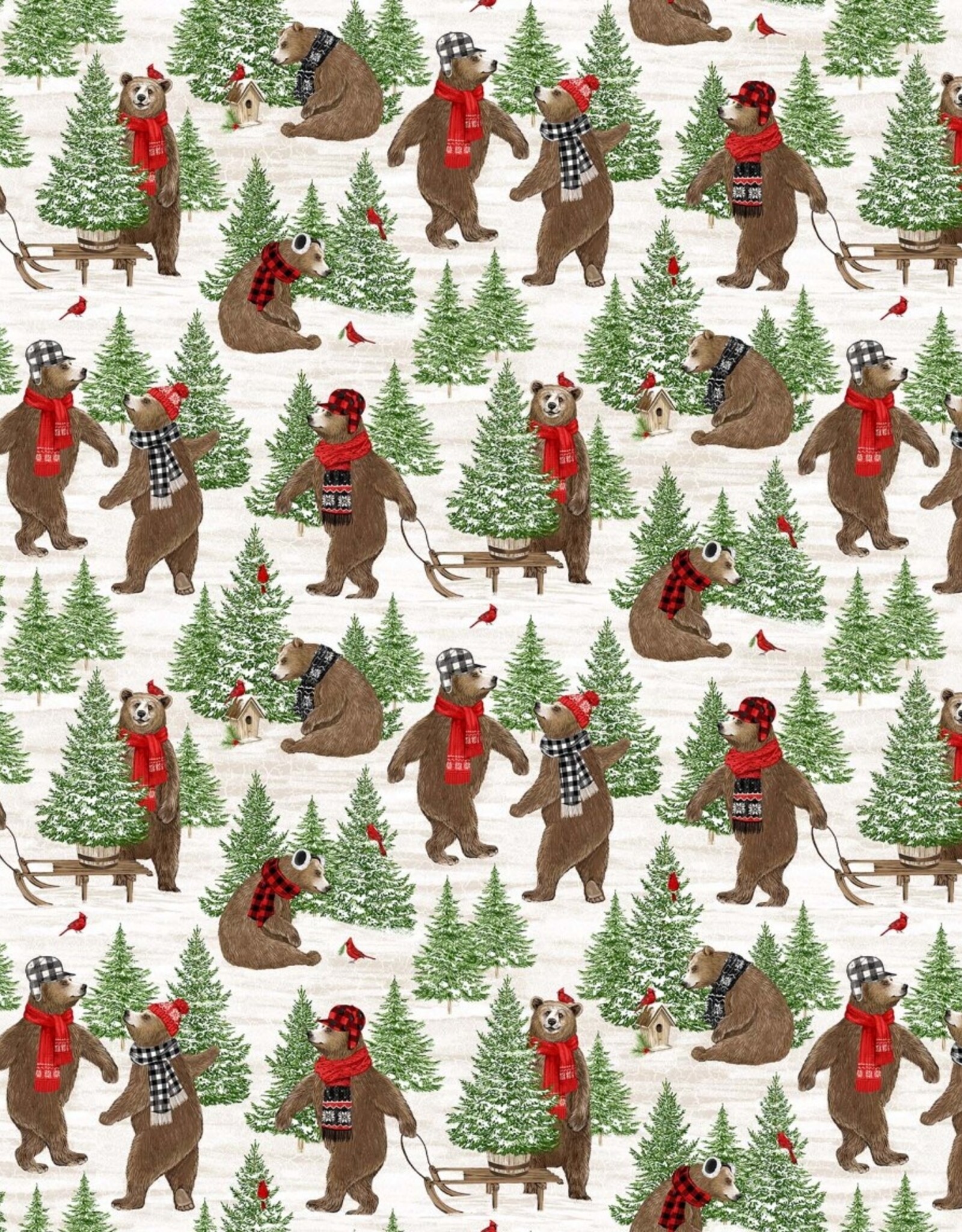 Northcott Beary Merry Christmas Forest Bears    27057-10