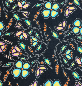 Ojibway Florals Canvas by Jackie Traverse-Black 12-JTF3-BLK