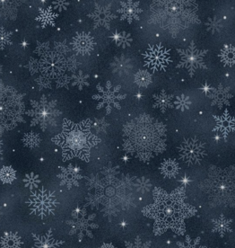 Marcus Fabrics Bentley's Snowflakes --Big Snowflakes Navy