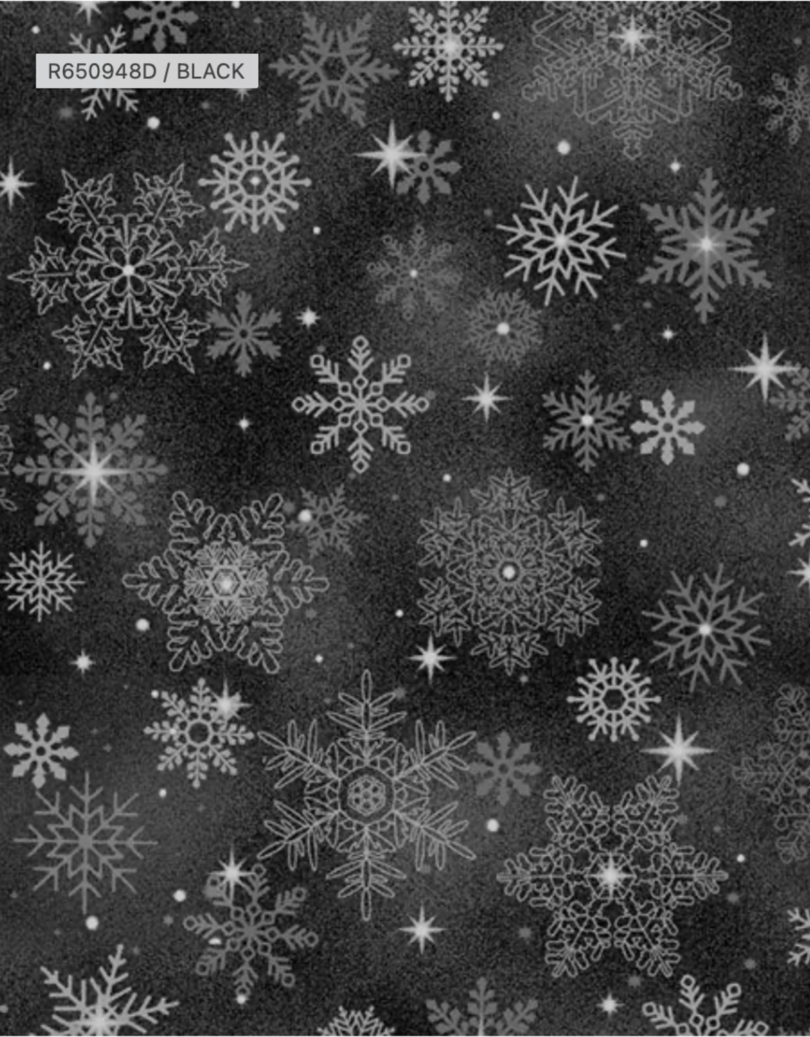 Marcus Fabrics Bentley's Snowflakes -- Big Snowflake  Black