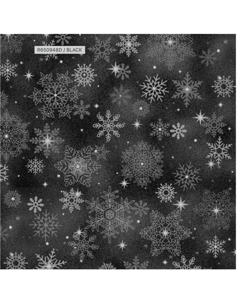 Marcus Fabrics Bentley's Snowflakes -- Big Snowflake  Black