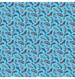 Northcott Sacred Earth Fish Blue  27110-42