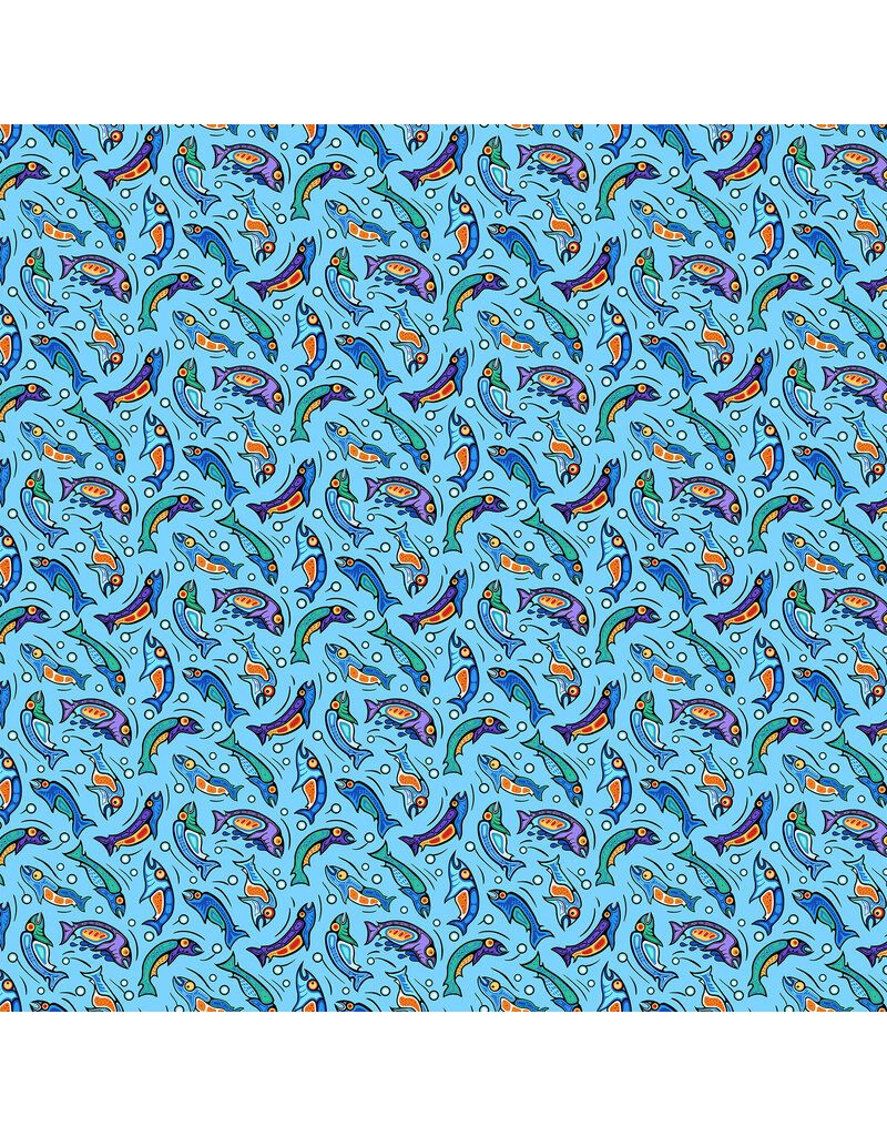 Northcott Sacred Earth Fish Blue  27110-42