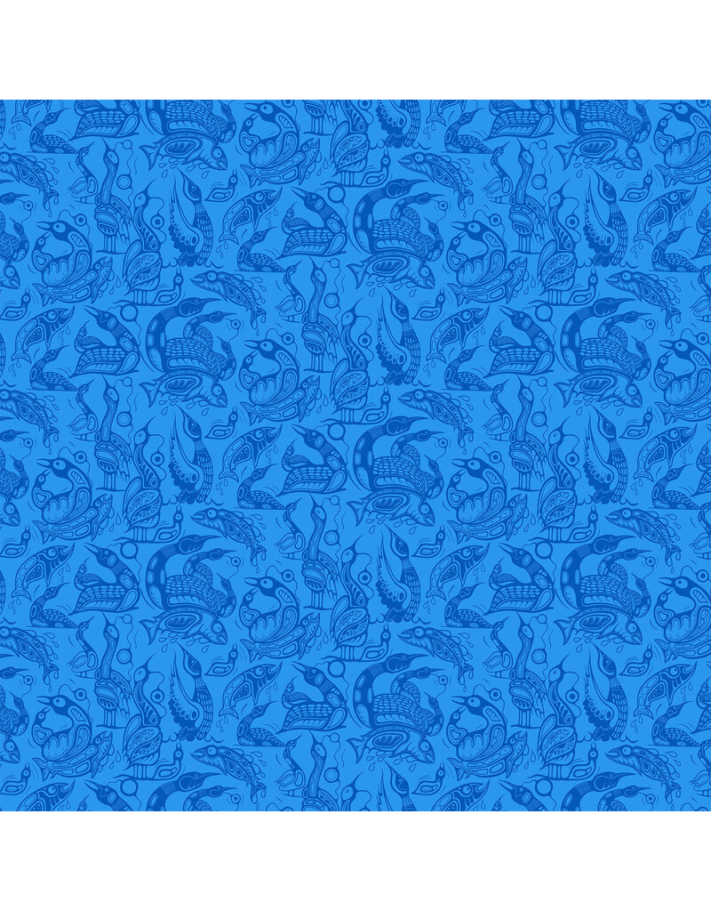 Northcott Sacred Earth Tonal Loons Blue 27111-44