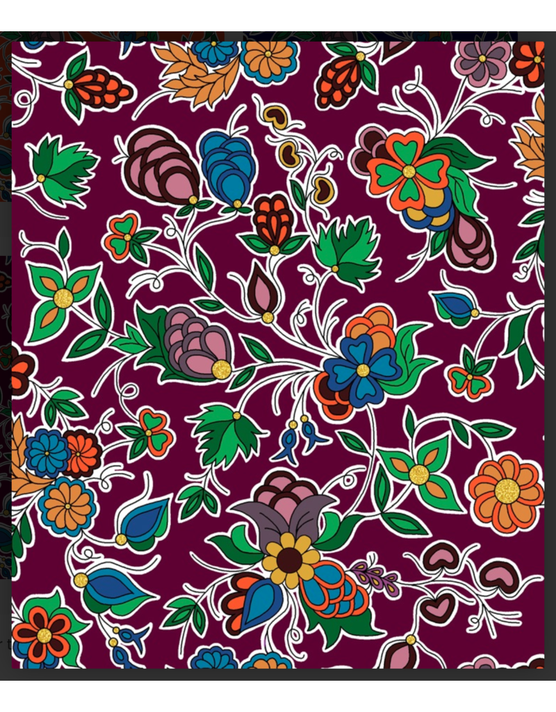 Family Blooms - Metallic Allover - Burgundy TM-0003M