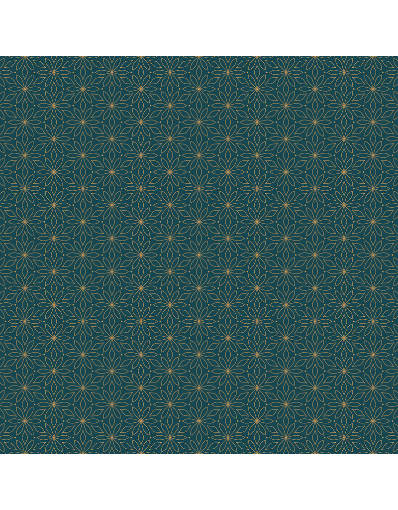 Northcott Shimmer Sparkle - Poinsettia - Teal