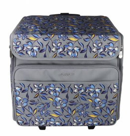 Rolling Serger Case Blue Grey Floral