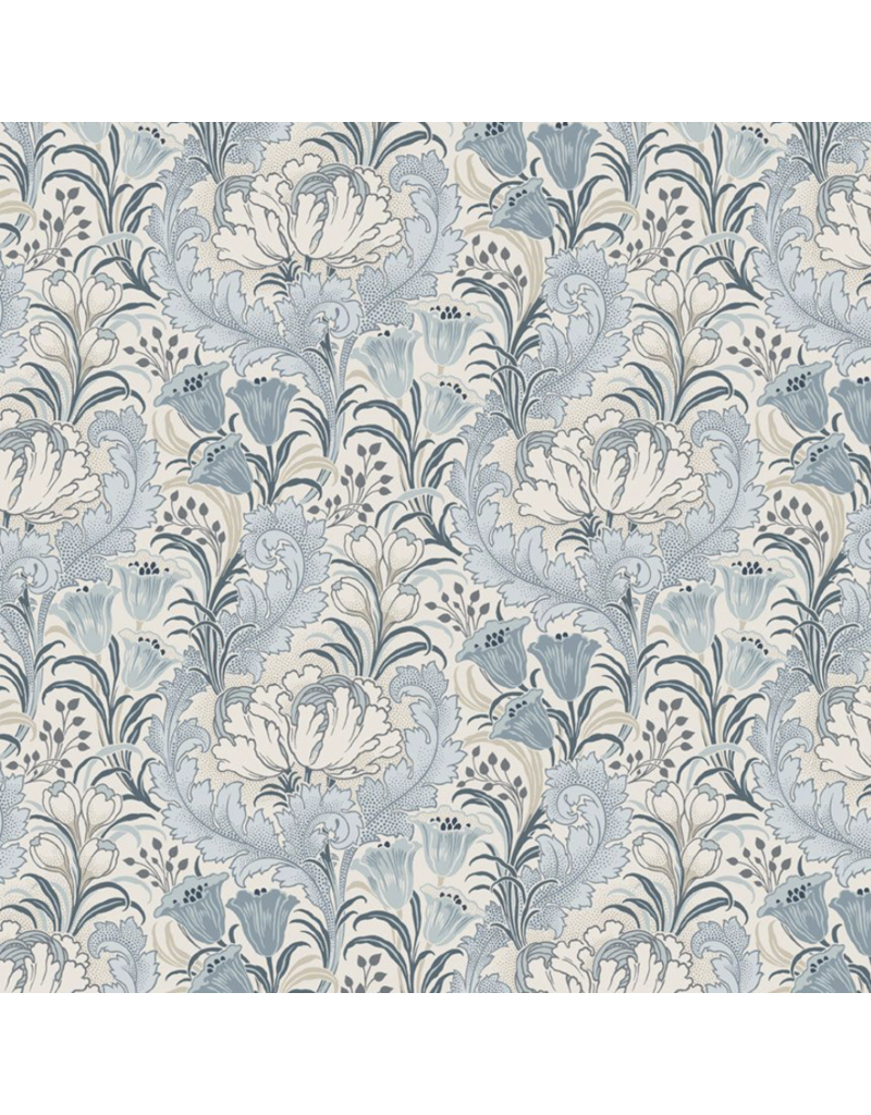 Marcus Fabrics Nouveau Floral with Acanthus Leaves - Cream